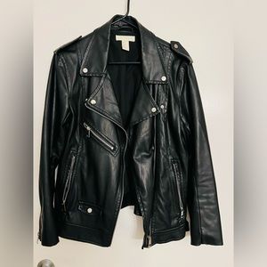 women’s H&M black leather jacket size 6